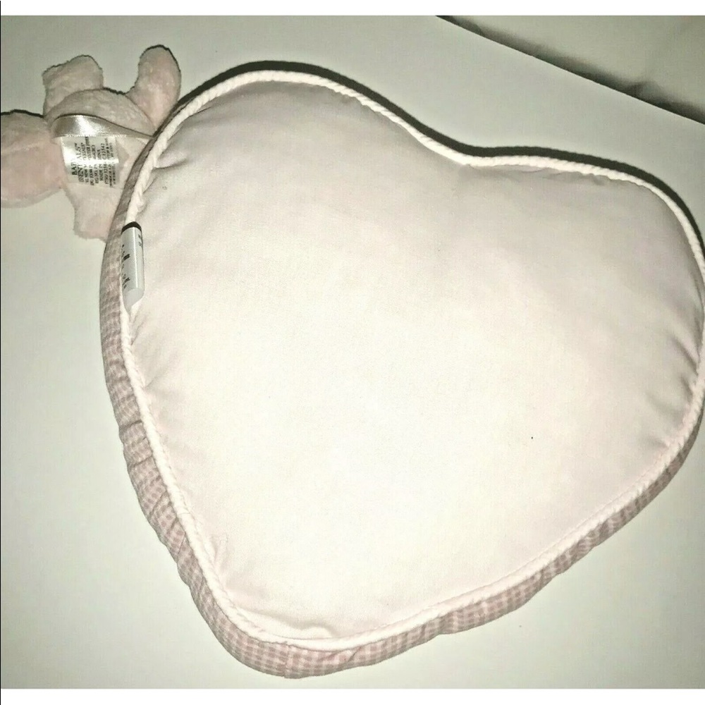 New Heart Pillow w/Bunny Rattle Attached - Picture 4 of 8